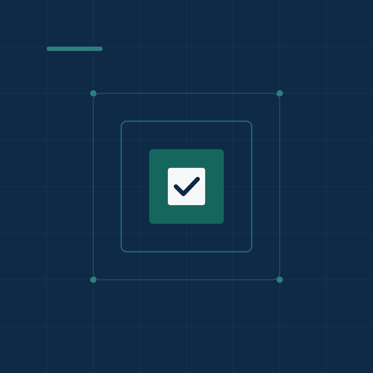 Abstract geometric graphic in Secvura navy and teal.